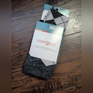 Womens Argyle Compression Socks - Black and Gray